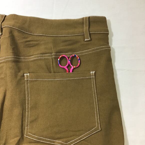 UNIQUE VINTAGE XL 14 brown flared retro high waist 5 pocket pants NWT B81 - Picture 7 of 9